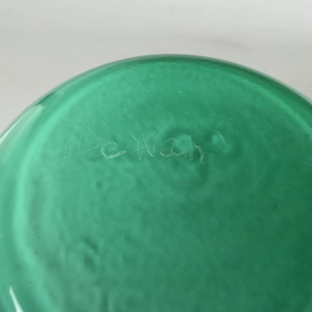 Teal De Wan Opaline Green Murano Glass Vase, 1970s For Sale - Image 8 of 11