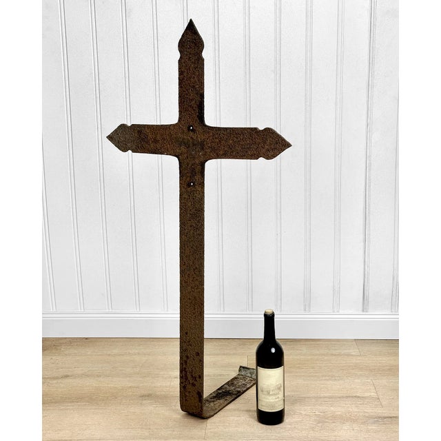 Antique Wrought Iron Grave Marker Cross, c. Early 20th Century - Original Early 20th Century Forged Iron Cross - Salvaged...