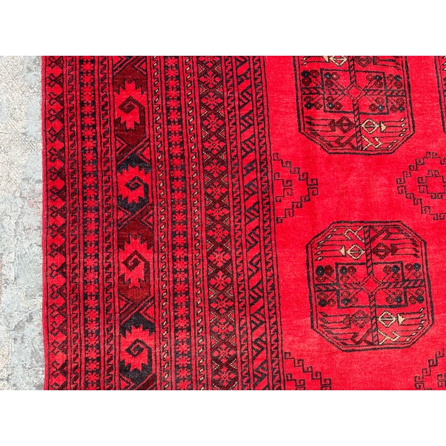 Vintage Afghan Turkoman Tribal Wool Rug For Sale - Image 4 of 9