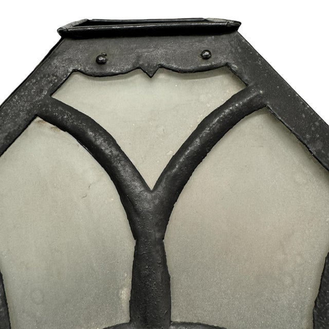 Black Late 19th/Early 20th Century American Arts and Crafts Wrought Iron Lamp For Sale - Image 8 of 12