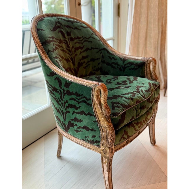 18th Century French Upholstered Arm Chair With Hand Carved Wood Swans For Sale In Seattle - Image 6 of 6