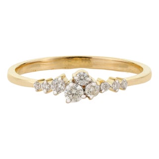 Modernist Natural Diamond Cluster Stacking Ring Size 5.5 in 14k Yellow Gold For Sale