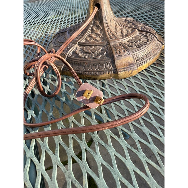 Early 20th Century American Art Nouveau Caramel Slag Glass Lamp For Sale - Image 15 of 18