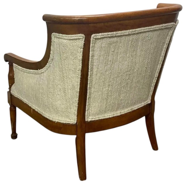 Ivory Vintage Traditional American Style Stanton Furniture Mahogany & Textured Slub Upholstery Club Chair For Sale - Image 8 of 12