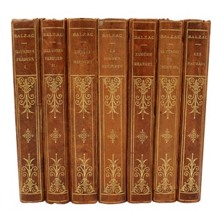 Late 19th Century French Language Hardcover Volumes by Balzac - Set of 7 For Sale