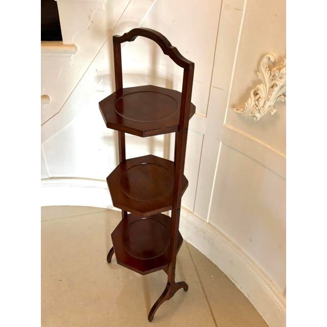 1900 - 1909 Antique Edwardian Mahogany Three-Tier Cake Stand, 1900s For Sale - Image 5 of 11