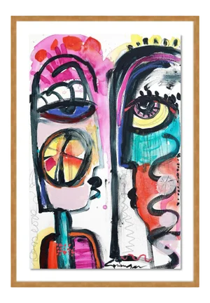 Talk Talk by Lesley Grainger in Gold Frame, Medium Art Print