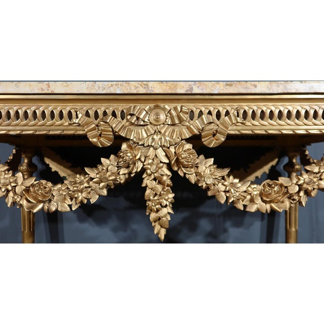 Gold Louis XVI Style Console Table in Golden Wood, Late 19th Century For Sale - Image 8 of 18