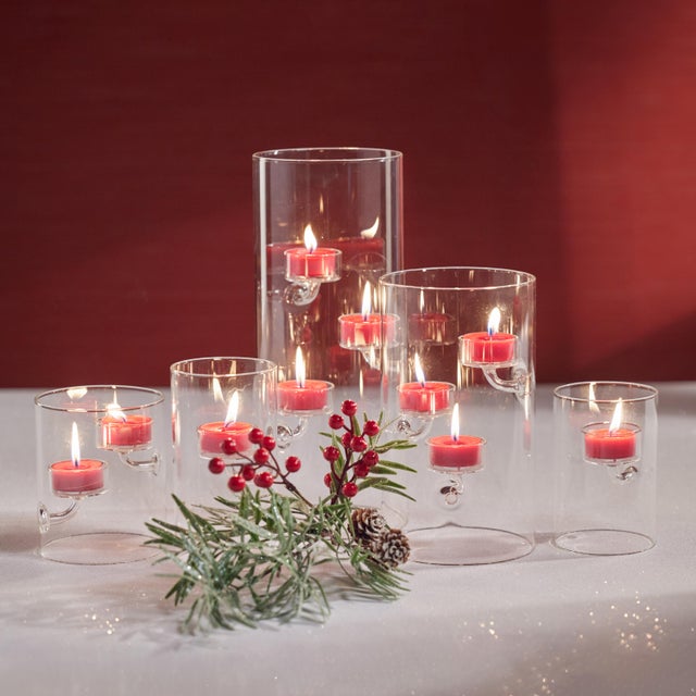 Kelly 4-Piece Set Glass Tealight Holder/Hurricane, L For Sale In Los Angeles - Image 6 of 8