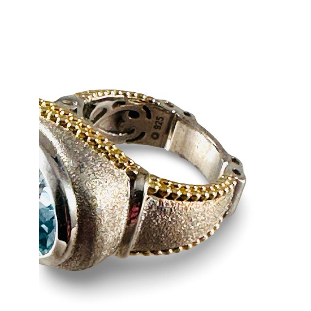 Blue Topaz Sterling & Vermeil Ring Sz 6 New! For Sale - Image 4 of 8