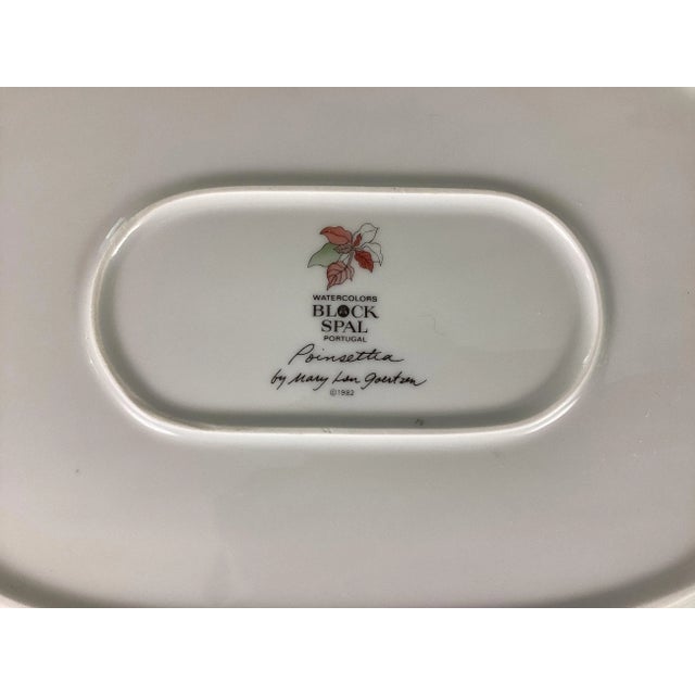 1980s 1980s Mary Lou Goertzen Watercolor Poinsettia Platter For Sale - Image 5 of 5
