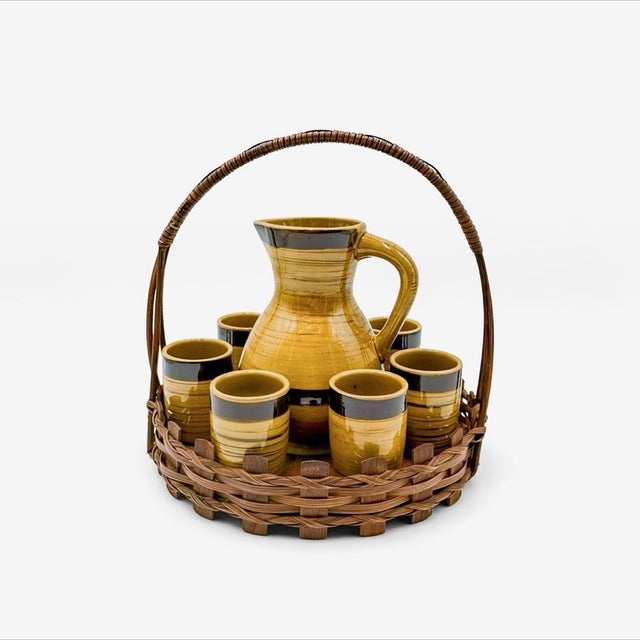 Glazed Ceramic Orangeade Set from GK, 1970s, Set of 8 For Sale - Image 6 of 9