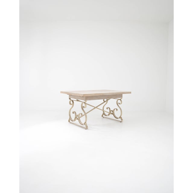 20th Century French Metal Folding Table with Wooden Top For Sale - Image 4 of 18