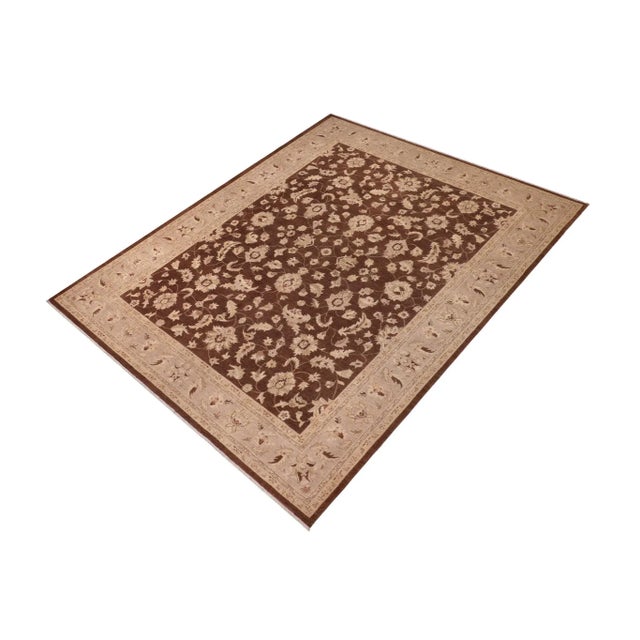 Contemporary 1980s Boho Chic Ziegler Brown Gray Hand-Knotted Wool Rug - 9'1'' X 11'10'' For Sale - Image 3 of 8