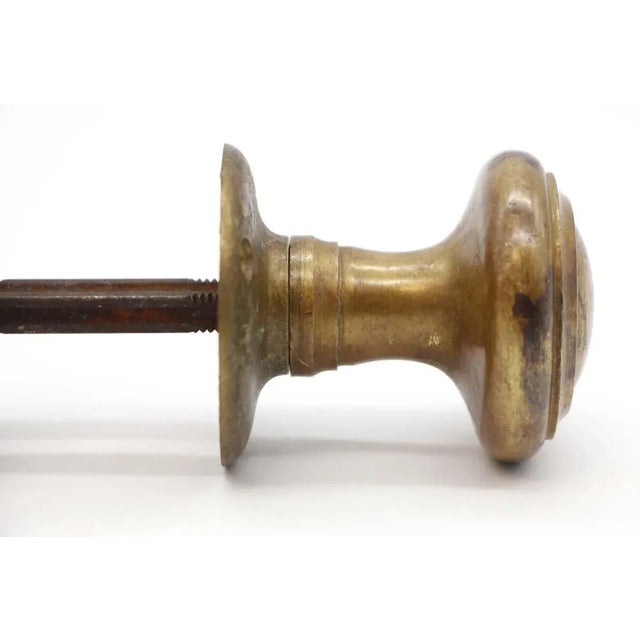 Metal Vintage 2 In. Concentric Brass Passage Door Knob Set For Sale - Image 7 of 9