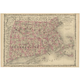 Civil War Era Map of Massachusetts, 1864 For Sale