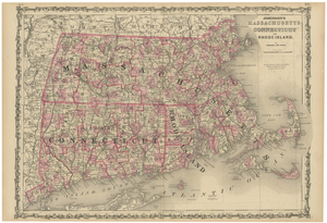 Civil War Era Map of Massachusetts, 1864
