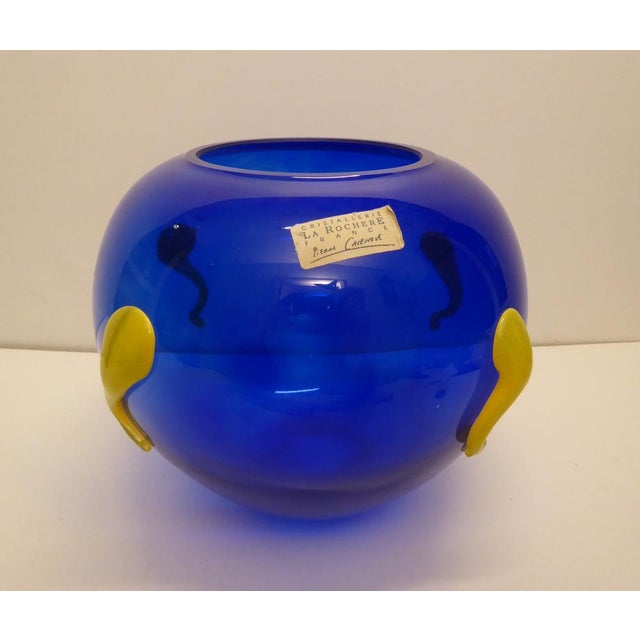 Blue Art Glass Vase by Pierre Casenove for La Rochiere, France For Sale - Image 8 of 8