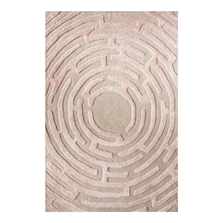 Amiens Hand-Tufted Maze Rug, Peony Pink, 9x12 For Sale