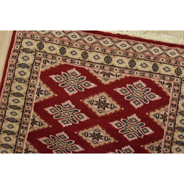 Bokhara Jaldar Rug 2’7” X 4’3” Red Wool Tribal Hand-Knotted Oriental Carpet For Sale In Philadelphia - Image 6 of 11