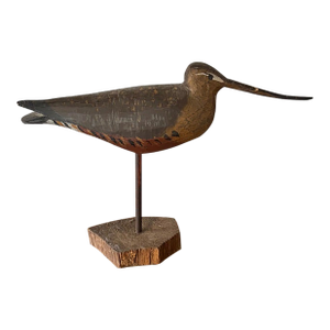 Vintage Hand Carved and Painted Wooden Shorebird, Folk Art