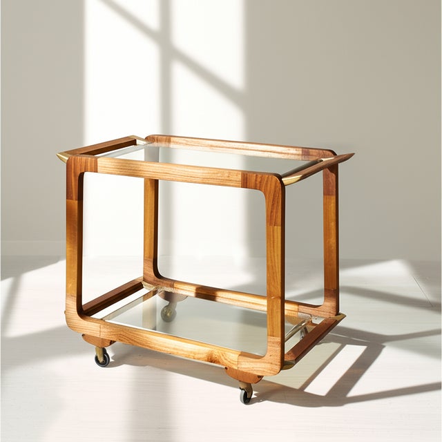 Wood Rectangle Entertainment Bar Cart For Sale - Image 7 of 8