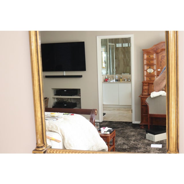 Gold Vintage Gilt and Ebonized Carved Wood Frame Wall Mirror For Sale - Image 8 of 12