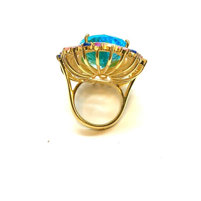 Baroque Bochic "Orient" Vintage Multi Sapphire, Topaz & Diamond Ring Set 18K Gold & Silver For Sale - Image 3 of 18