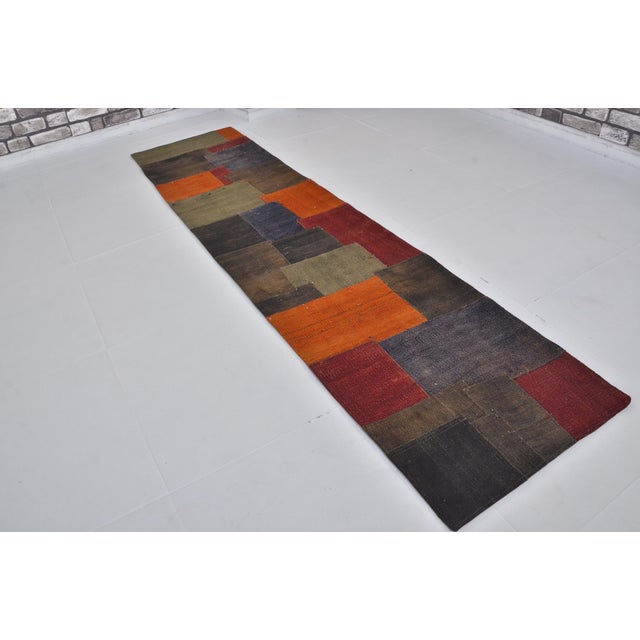 1950s Vintage Old Curtian Kilim Runner For Sale - Image 5 of 10