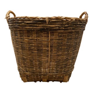 Vintage Boho Chic Wicker Rattan Basket For Sale