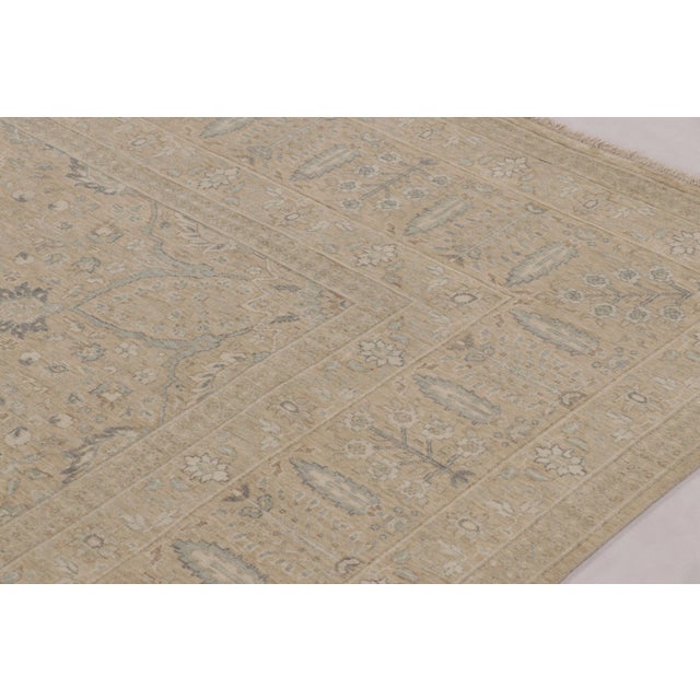 Modern Rug & Kilim’s Oushak-Inspired Rug, Creamy Beige With Blue Floral Patterns For Sale - Image 3 of 10