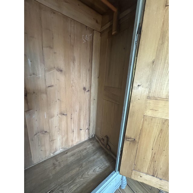 Large Vintage Painted Pine Double Wardrobe with Inlaid Chinoiserie, 1890s For Sale - Image 9 of 14
