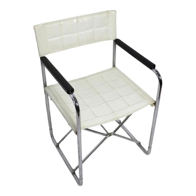 Folding Chrome Frame Directors Chair For Sale