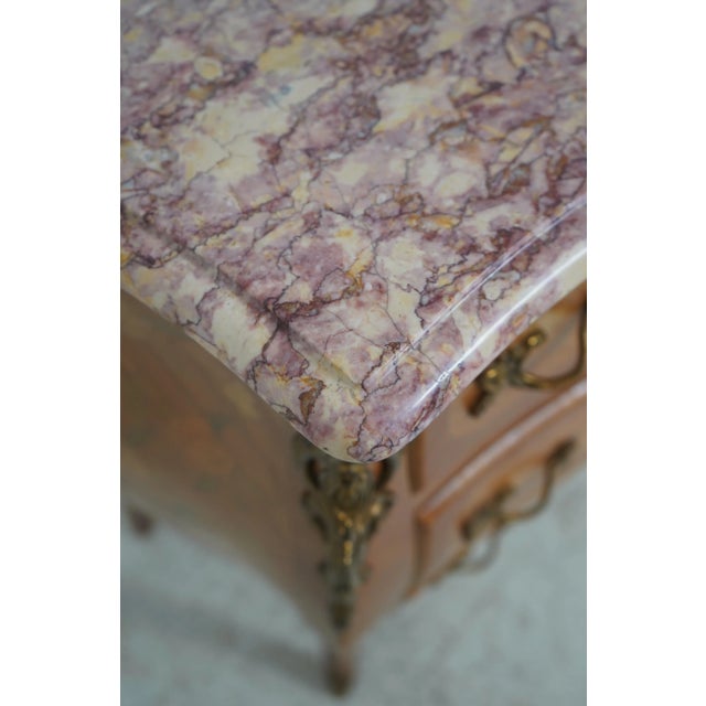 Brown French Louis XV Marble Top Commode Accent Chest For Sale - Image 8 of 17