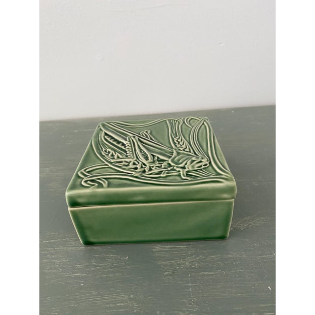 Beautiful, rare all green Bordallo Pinheiro box in perfect condition.