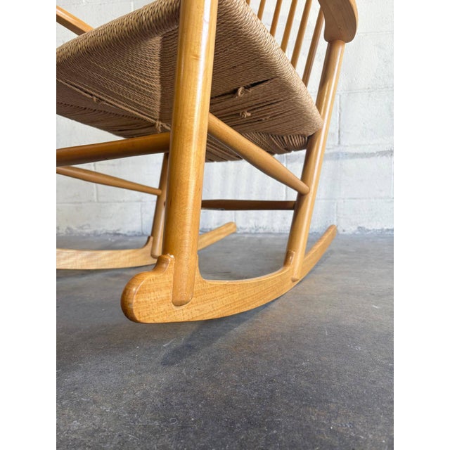 Paper In Style of Hans Wegner FDB Møbler Beechwood High Back Rocking Chair Danish Mid-Century Modern 1960s For Sale - Image 7 of 10