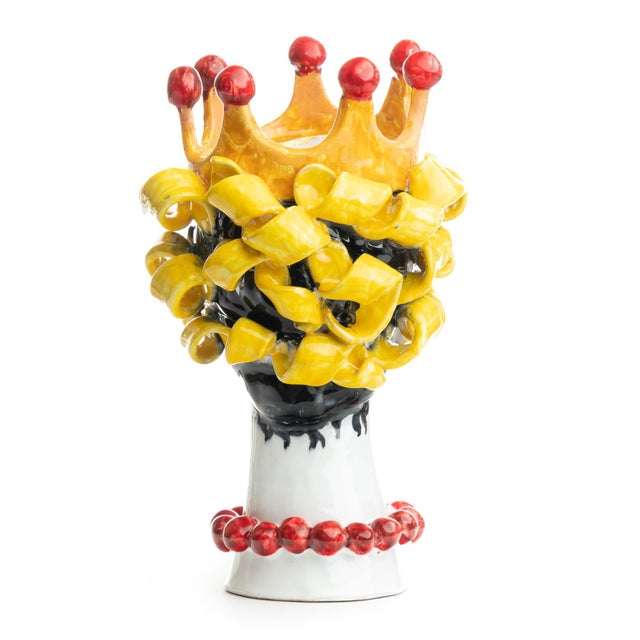 Modern Sculpture with Crown, Ceramiche D'arte Dolfi For Sale - Image 3 of 12