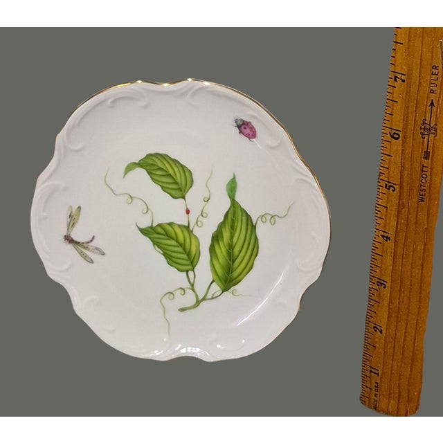 Green Vintage Dessert Plates Jardin Collection Godinger Ladybug Dragonfly Leaves - Set 4 For Sale - Image 8 of 9