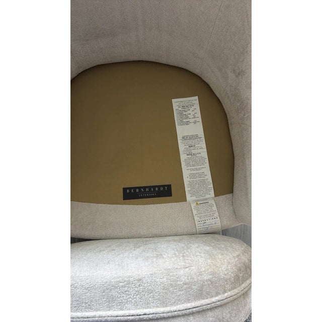Bernhardt Custom Eliot Swivel Barrel Chairs in Cream With Metallic Textured Backs – Pair For Sale - Image 12 of 12