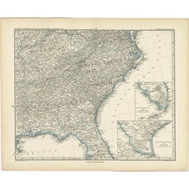 Antique map of part of the United States showing Alabama, Georgia, North Carolina, South Carolina, Tennessee, Kentucky,...