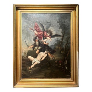 Tuscan School Artist, Sacrifice of Isaac, Oil on Canvas, Late 17th Century, Framed For Sale