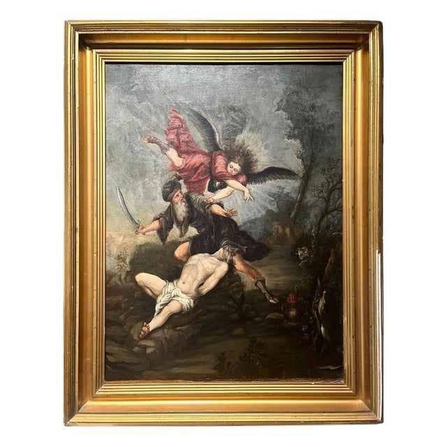 Tuscan School Artist, Sacrifice of Isaac, Oil on Canvas, Late 17th Century, Framed For Sale