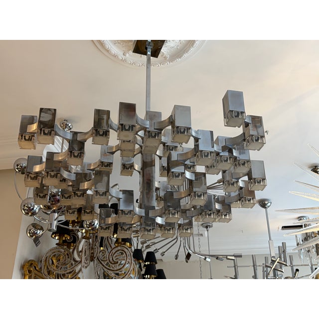 Large Mid-Century Italian Cubic Chandelier by Gaetano Sciolari, 1970 For Sale - Image 12 of 17