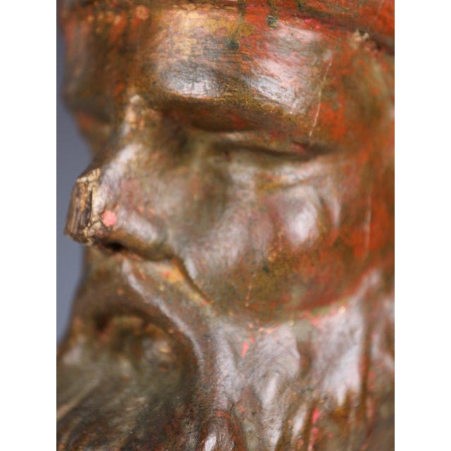 Polychrome Carved Bishop Bust, Continental Ecclesiastical Fragment, 1790, Limewood For Sale - Image 11 of 18