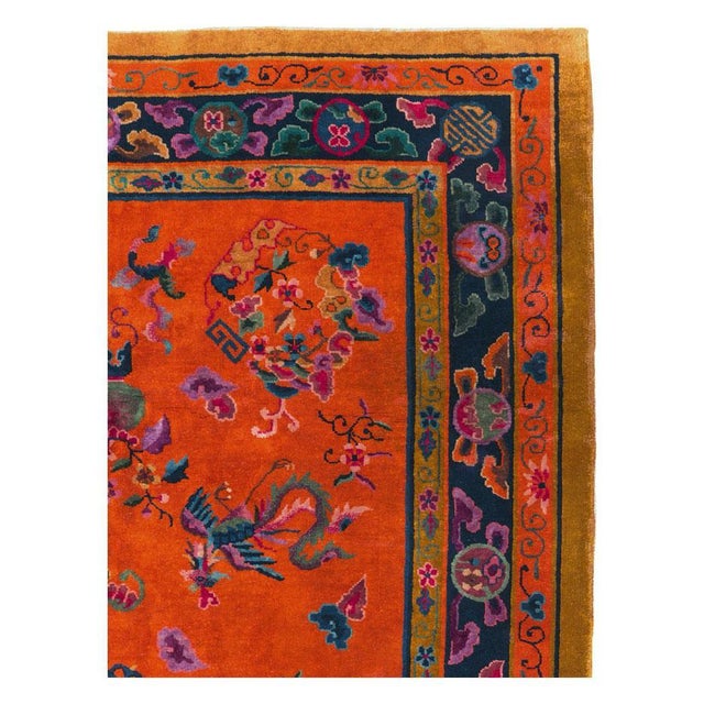 Art Deco Galerie Shabab Collection Mid-20th Century Handmade Chinese Art Deco Accent Carpet For Sale - Image 3 of 10