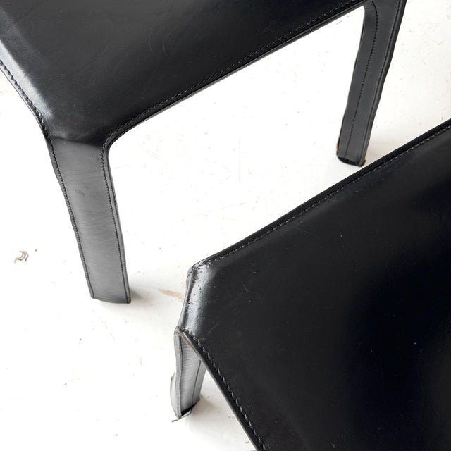 Black 1980s Leather Cab Chairs by Mario Bellini for Cassina For Sale - Image 8 of 10