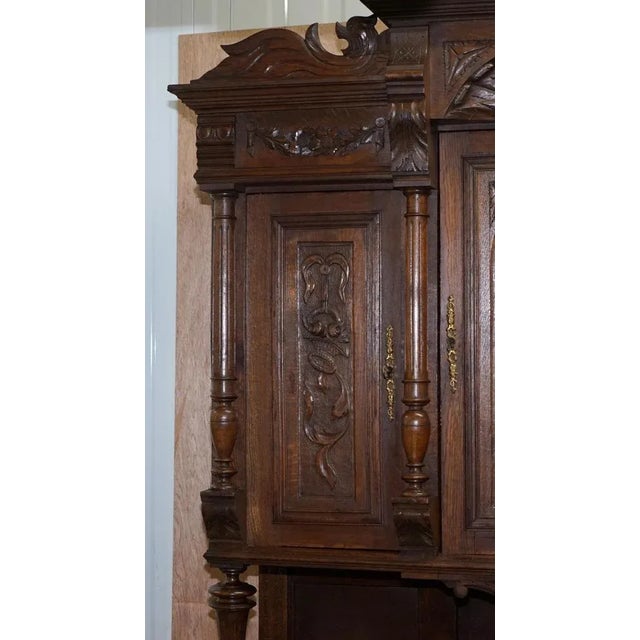 Dutch Hand-Carved Solid Oak Cupboard with Drawers For Sale - Image 10 of 18