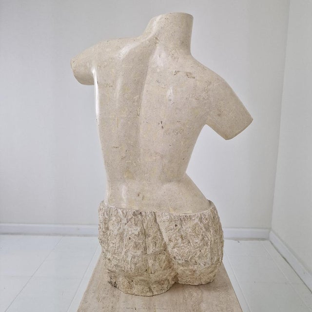 Sculptural Female Torso, 1980s, Layered Reclaimed Mactan Stone For Sale - Image 12 of 16
