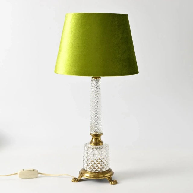 Italian Crystal Glass and Brass Table Lamp, 1960s For Sale - Image 10 of 10