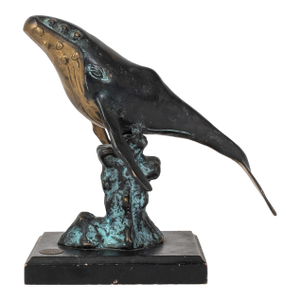 Late 20th Century Spi Bronze Finish Humpback Whale Sculpture